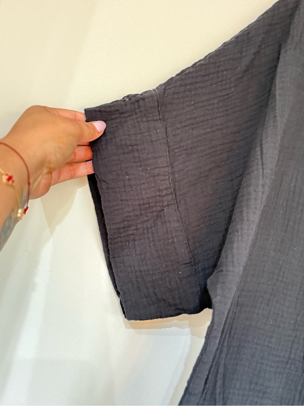 Black Gauze Maxi Dress Size S/M Relaxed Boho Caftan Dress With Pockets NWT - Picture 6 of 6